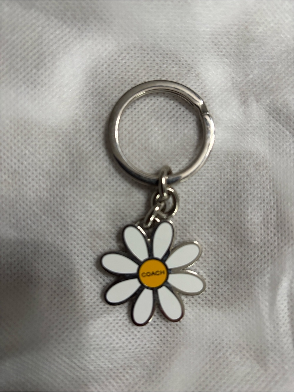 Coach White and Yellow Daisy Keyring Charm